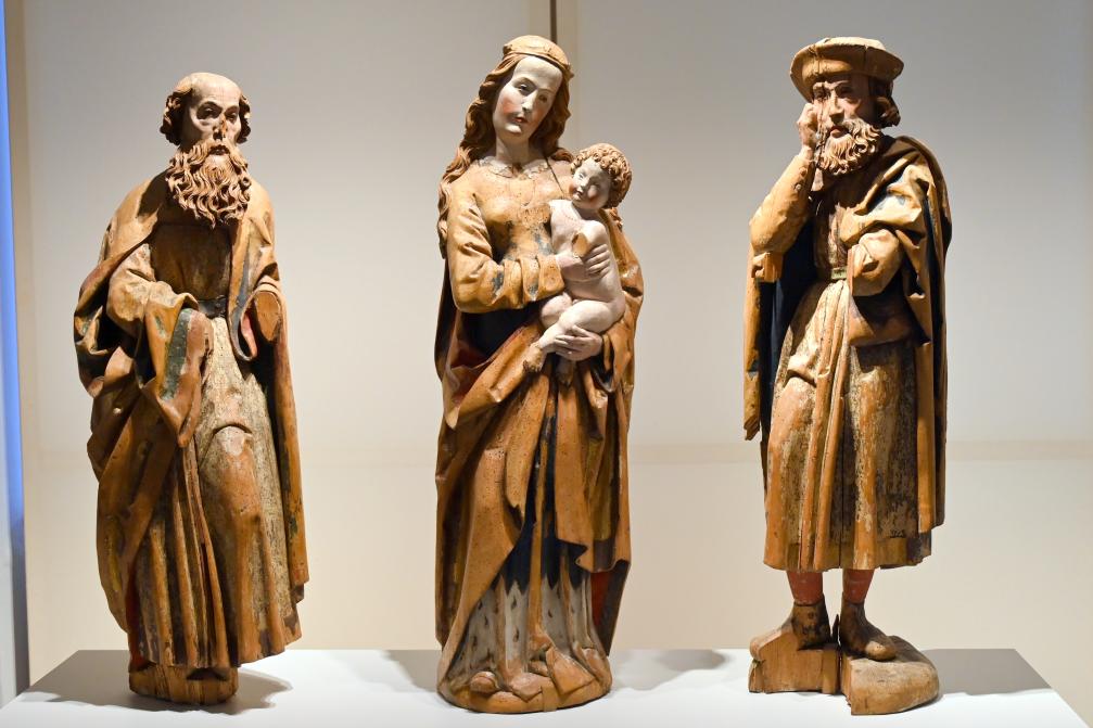 Madonna, Apostel (Heiliger Paulus) und Heiliger Jakobus, Wiesbaden, Museum Wiesbaden, Kirchensaal, um 1500