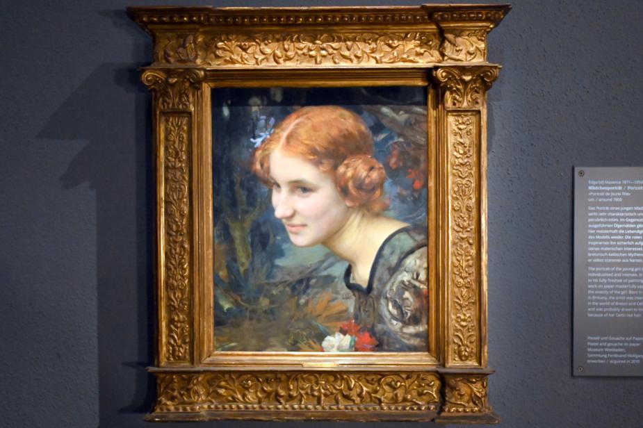 Edgar Maxence (1900–1902), Mädchenporträt, Wiesbaden, Museum Wiesbaden, Jugendstil, um 1900