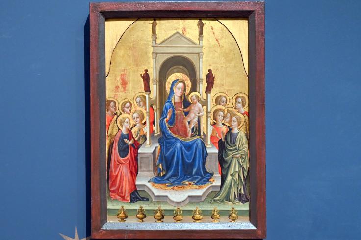Francesco di Antonio di Bartolomeo (1425–1433), Thronende Madonna mit Kind und zehn Engeln, Köln, Wallraf-Richartz-Museum, Mittelalter - Saal 1, um 1420–1430