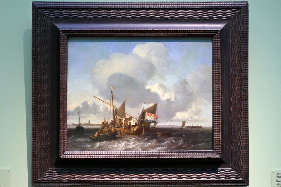 Ludolf Bakhuizen (Backhuysen) (1661–1700), Boote auf der Zuidersee vor Naarden, Köln, Wallraf-Richartz-Museum, Barock - Saal 3, 1660–1663