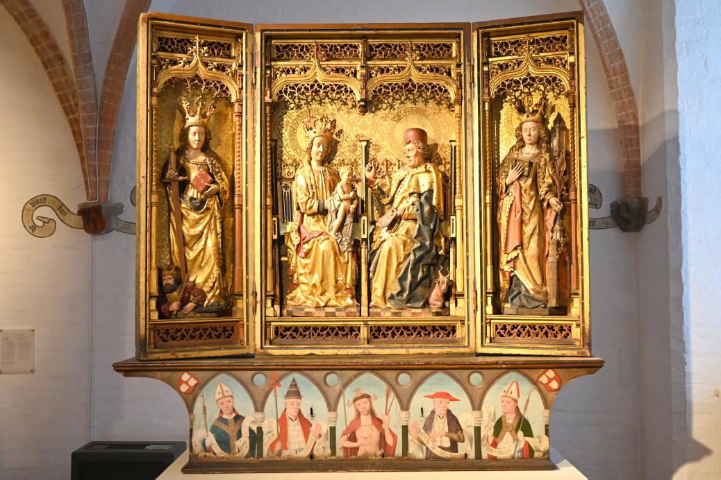 Johannes Stenrat (Umkreis) (1460–1485), Altar der Lukasbruderschaft der Maler, Lübeck, Katharinenkirche, jetzt Lübeck, St. Annen-Museum, Saal 9, 1485, Bild 1/7