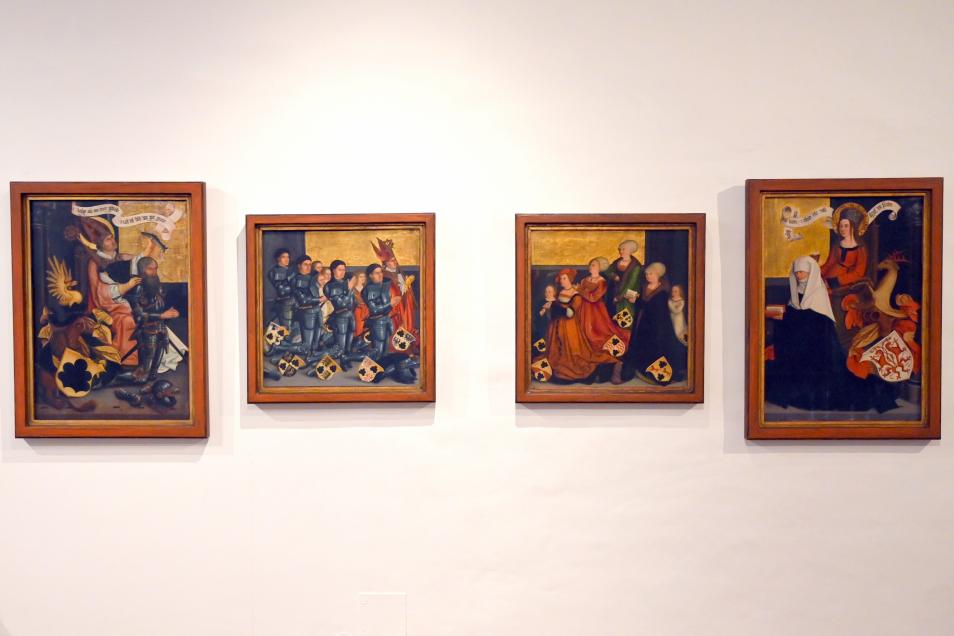 Bernhard Strigel (1475–1528), Ulrich von Frundsberg und Barbara von Rechberg mit ihren Kindern, Mindelheim, Stadtpfarrkirche St. Stephan, jetzt Ulm, Museum Ulm, Saal 12c, 1505–1506