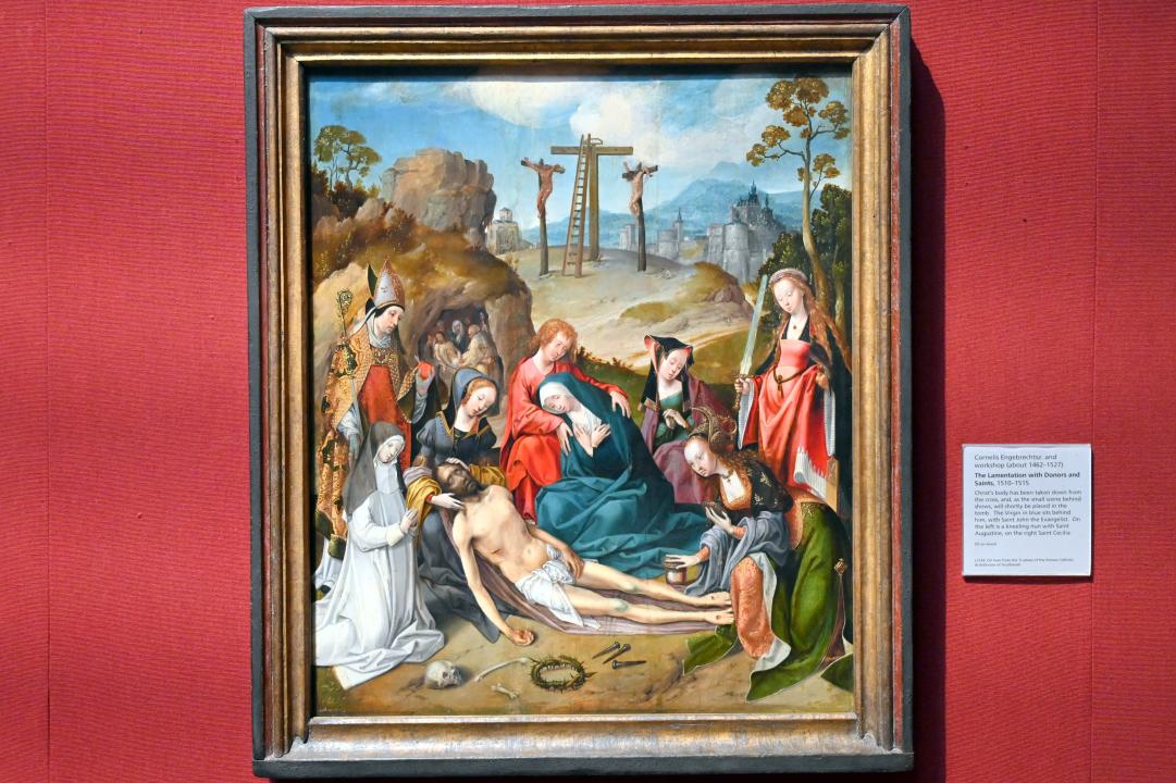 Cornelis Engebrechtsz (1501–1522), Beweinung Christi mit Stiftern und Heiligen, London, National Gallery, Saal 14, 1510–1515