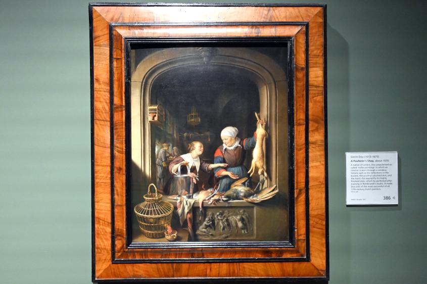 Gerard Dou (Gerrit Dou) (1629–1672), Beim Geflügelhändler, London, National Gallery, Saal 27, um 1670