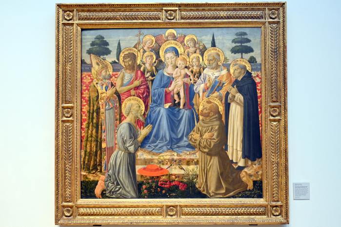 Benozzo Gozzoli (1456–1472), Thronende Maria mit Kind zwischen Engeln und Heiligen, London, National Gallery, Saal 60, 1461