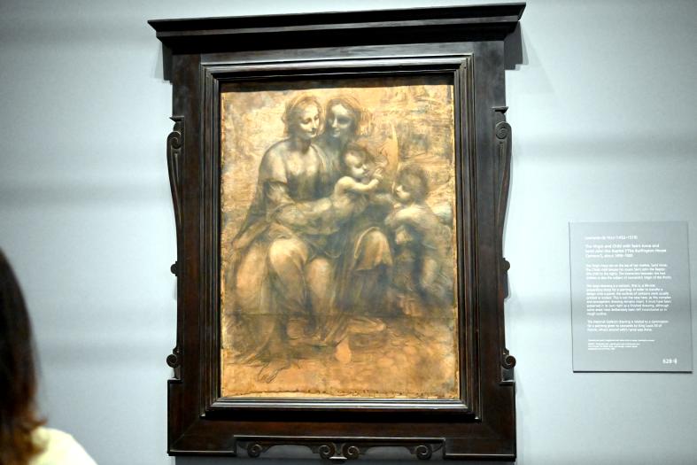 Leonardo da Vinci (1475–1513), Maria mit Kind und den Heiligen Anne Johannes der Täufer ("The Burlington House Cartoon"), London, National Gallery, Saal 66, um 1499–1500