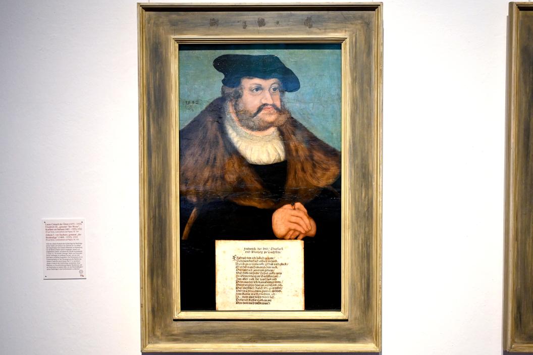 Lucas Cranach der Ältere (1502–1550), Friedrich III., genannt "der Weise", Kurfürst von Sachsen (1463-1525), Coburg, Kunstsammlungen der Veste Coburg, Altdeutsche Malerei, 1532