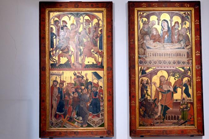 Geißelung Christi, Verspottung Christi und Handwaschung des Pilatus, Coburg, Kunstsammlungen der Veste Coburg, Treppenhaus 2, um 1450
