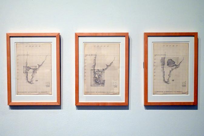 Horacio Zabala (1974), Die Verzerrungen sind proportional zu den Spannungen I, II & III, London, Tate Gallery of Modern Art (Tate Modern), Media Networks 9, 1974, Bild 1/2