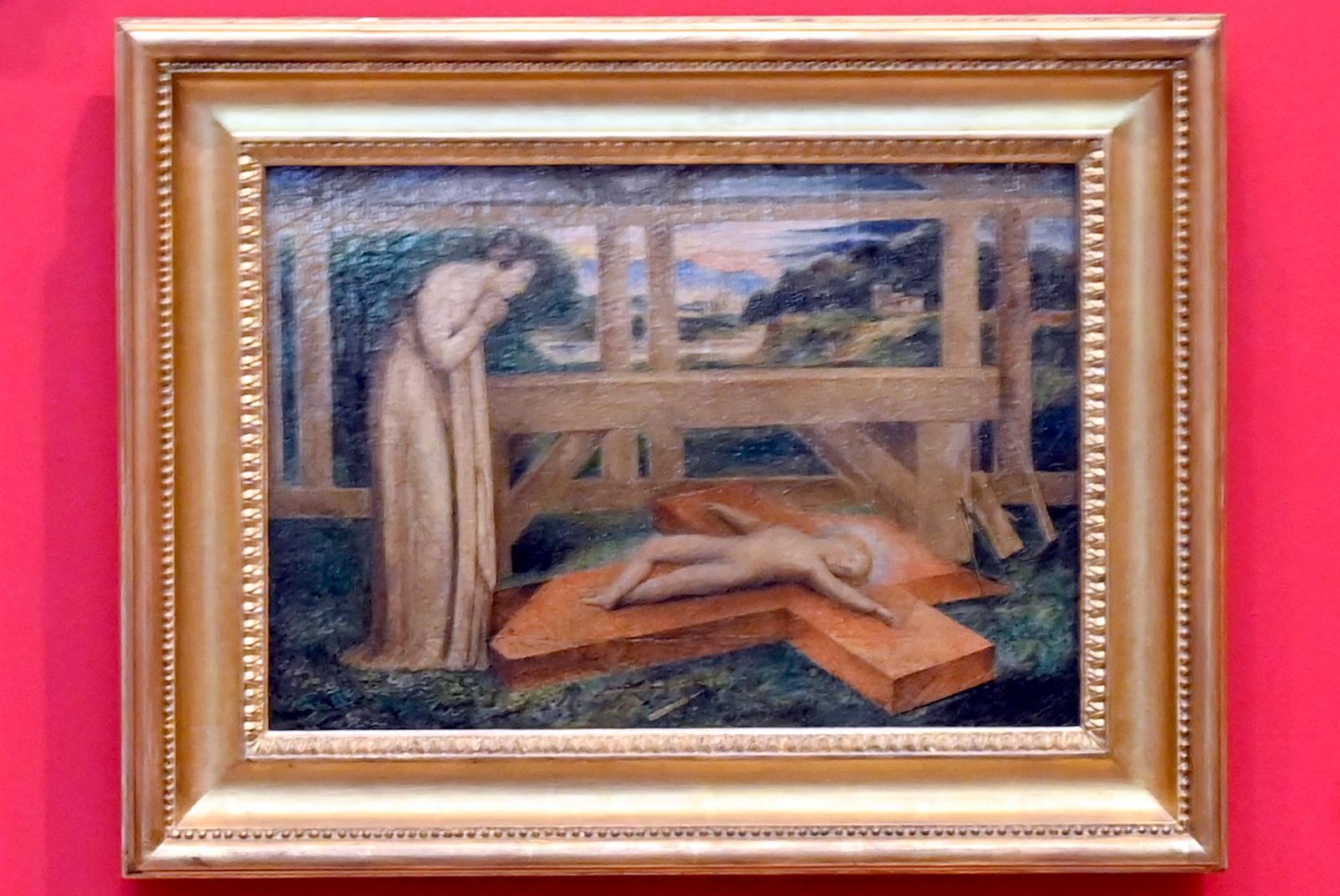 William Blake (1799–1810), Unsere Liebe Frau mit dem auf einem Lamm reitenden Jesusknaben und dem Johannesknaben, London, Victoria and Albert Museum, 2. Etage, Paintings, 1800