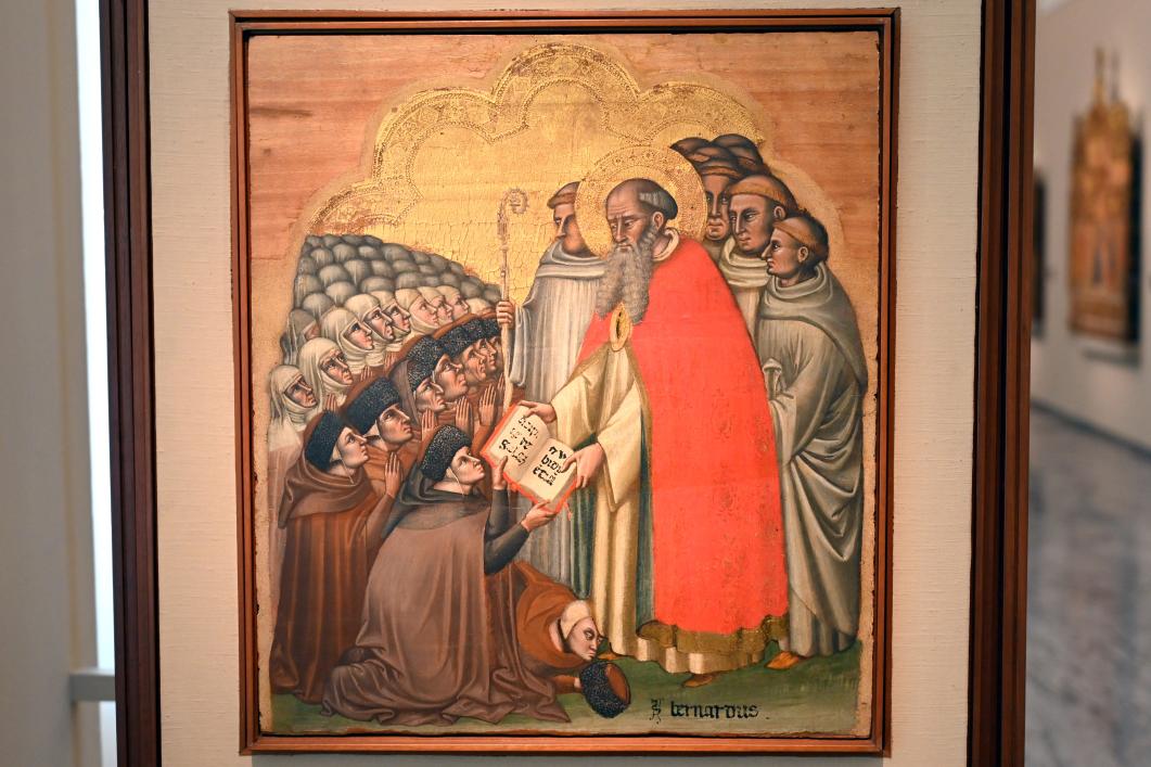 Simone dei Crocifissi (Simone di Filippo Benvenuti) (1352–1399), Der hl. Bernhard übergibt die Klosterregel, Bologna, Pinacoteca Nazionale, Saal 2, um 1355–1360