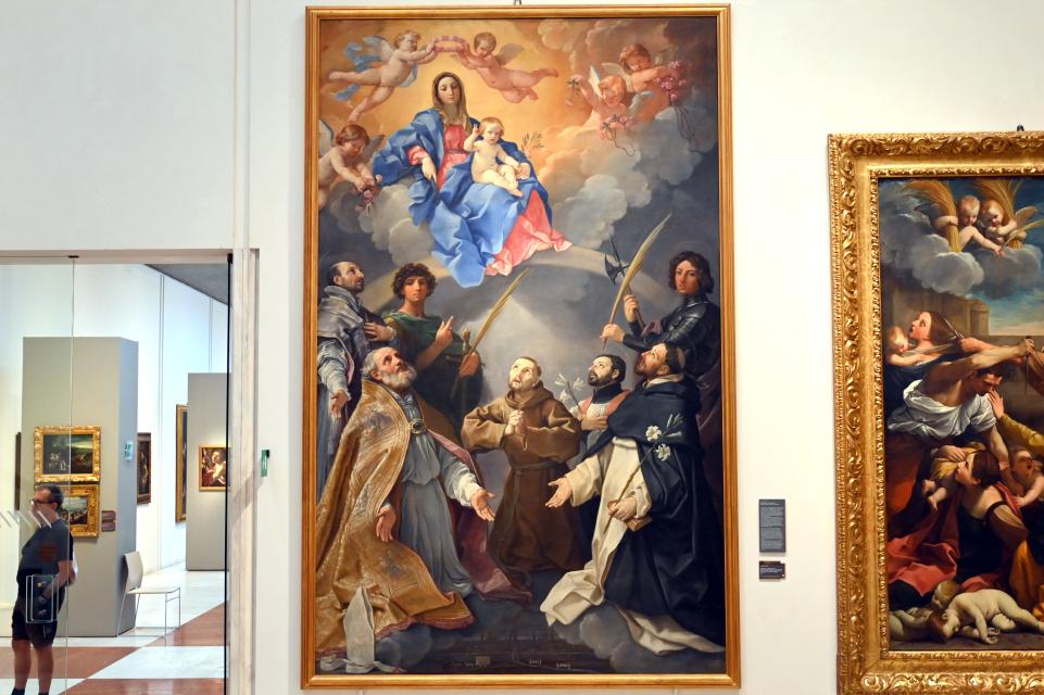 Guido Reni (1596–1641), Pestbild mit der Thronenden Madonna in der Glorie, Bologna, ehem. Palazzo Pubblico, jetzt Bologna, Pinacoteca Nazionale, Saal 24, 1630