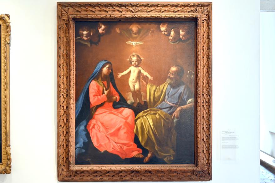 Simone Cantarini (Pesarese) (1630–1640), Heilige Familie mit der Heiligen Dreifaltigkeit, Urbino, Galleria Nazionale delle Marche, Obergeschoß Saal 5, 1632