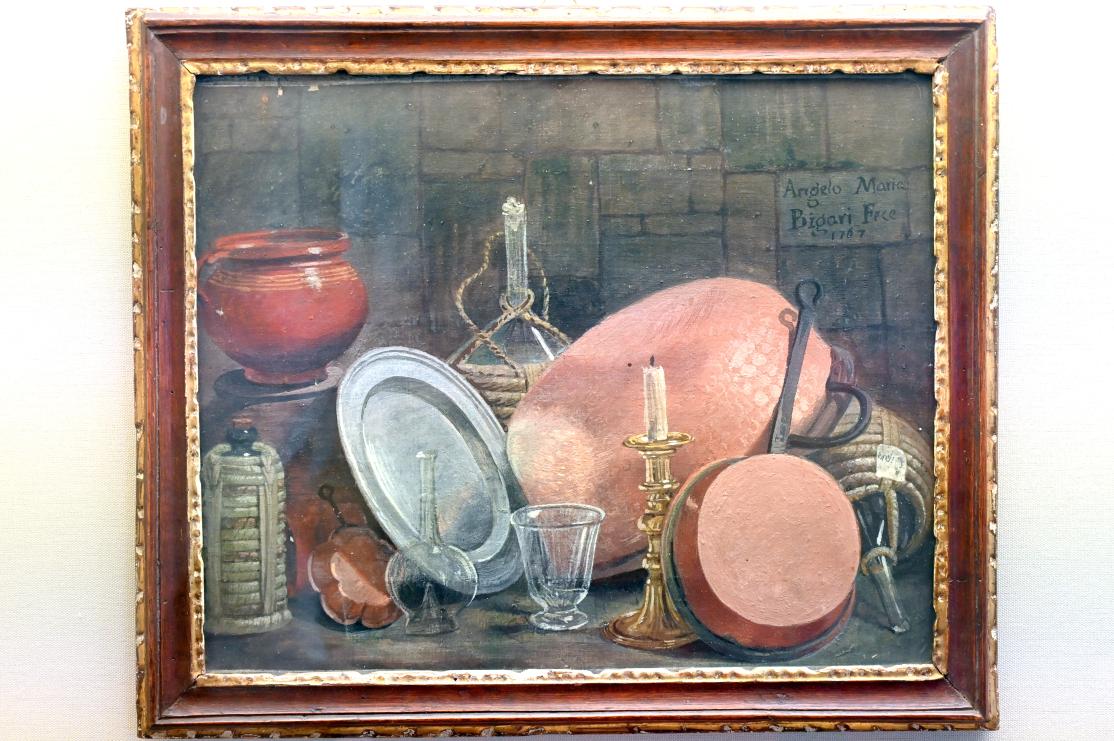 Angelo Maria Bigari (1767), Stillleben mit Küchenutensilien, Rimini, Stadtmuseum, Saal 12, 1767