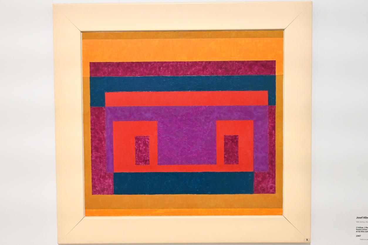 Josef Albers (1927–1967), 2 Gelb, 2 Kadmiumrot und Blau um ein violettes Zentrum, Paris, Musée d’art moderne de la Ville de Paris, Saal 13, 1947