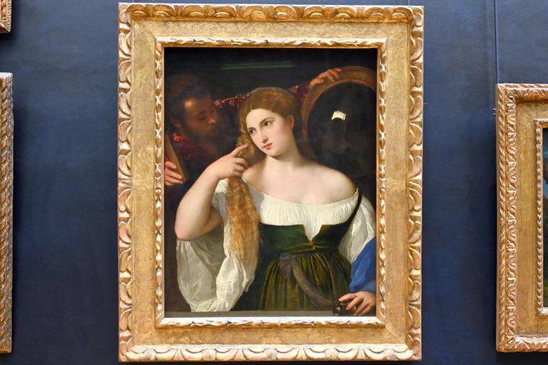 Tiziano Vecellio (Tizian) (1509–1575), Frau mit einem Spiegel, Paris, Musée du Louvre, Saal 711, um 1515