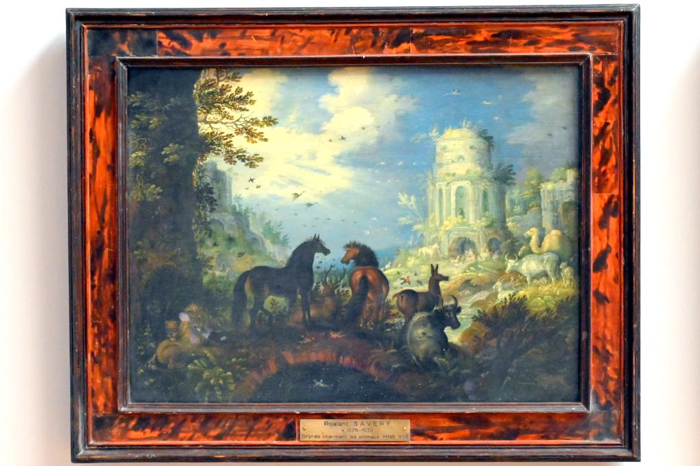 Roelant Savery (1602–1634), Der Held Orpheus bezaubert die Tiere, Paris, Musée du Louvre, Saal 807, 1626, Bild 1/2