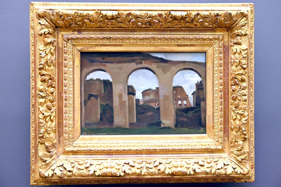Jean-Baptiste Camille Corot (1823–1874), Das Kolosseum in Rom, gesehen durch die Bögen der Konstantinsbasilika, Paris, Musée du Louvre, Saal 949, 1825