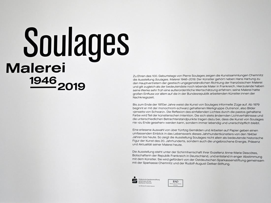 Chemnitz, Kunstsammlungen am Theaterplatz, Ausstellung "Soulages" vom 28.03.-25.07.2021, Bild 2/5
