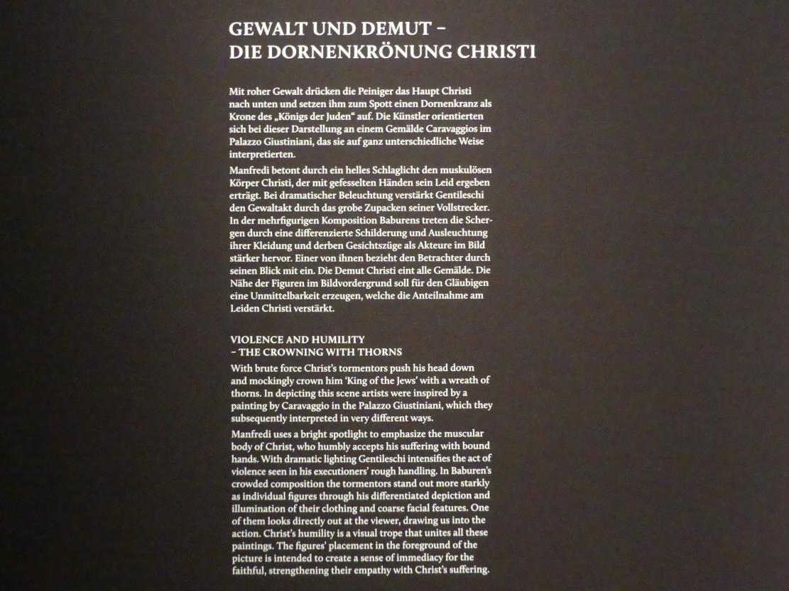 München, Alte Pinakothek, Ausstellung "Utrecht, Caravaggio und Europa" vom 17.04.-21.07.2019, Christus: Dornenkrönung Christi