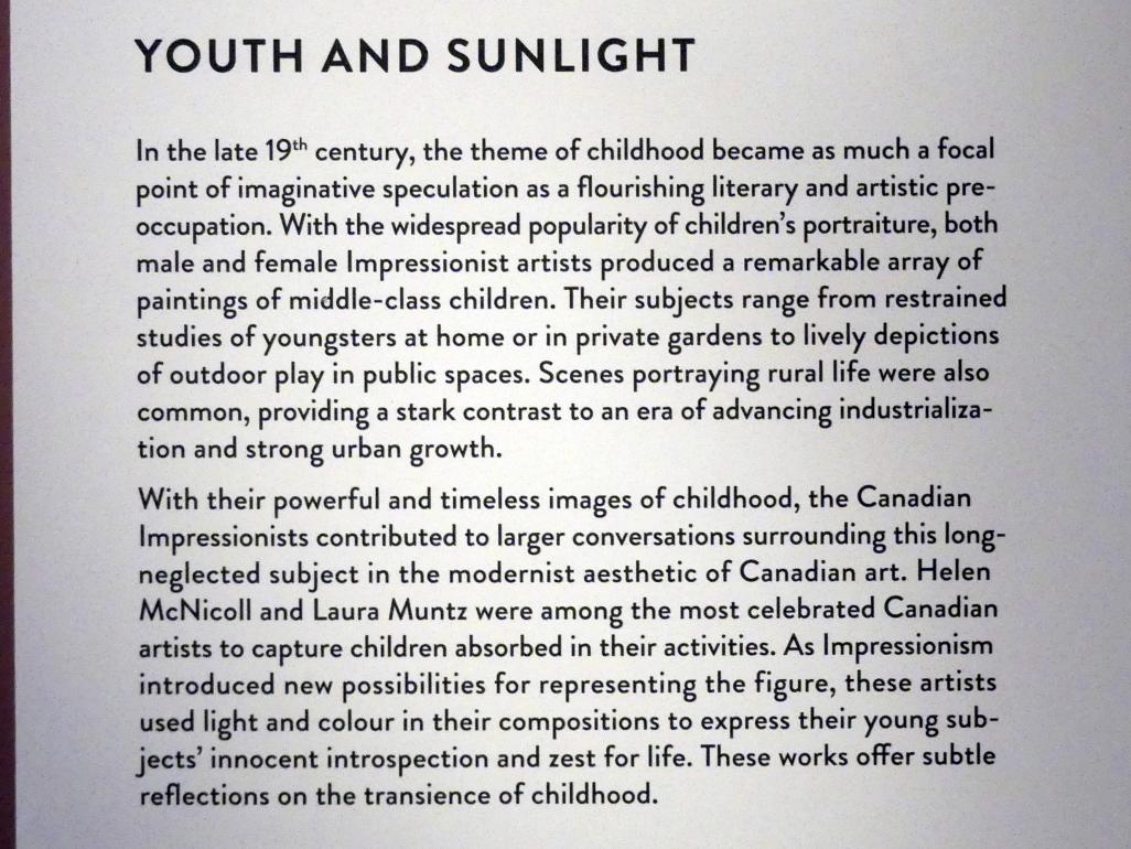 München, Kunsthalle, Ausstellung "Kanada und der Impressionismus" vom 19.07.-17.11.2019, Jugend und Sonnenlicht, Bild 4/5