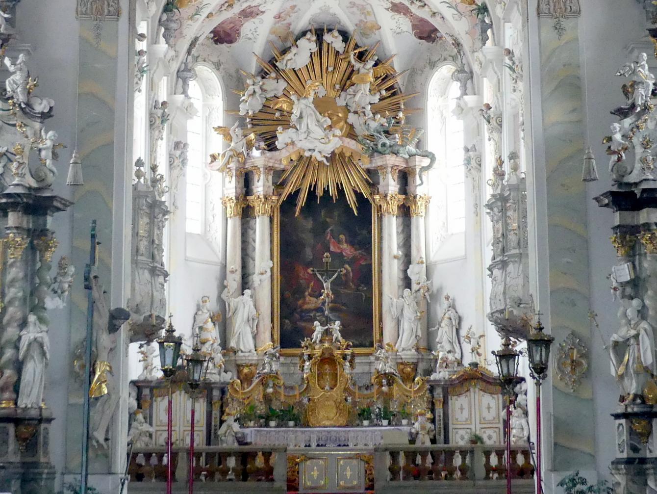 Ignaz Günther (1751–1775), Hochaltar, Mallersdorf, ehem. Klosterkirche, heute Pfarrkirche St. Johannes Evangelist, 1768, Bild 1/9
