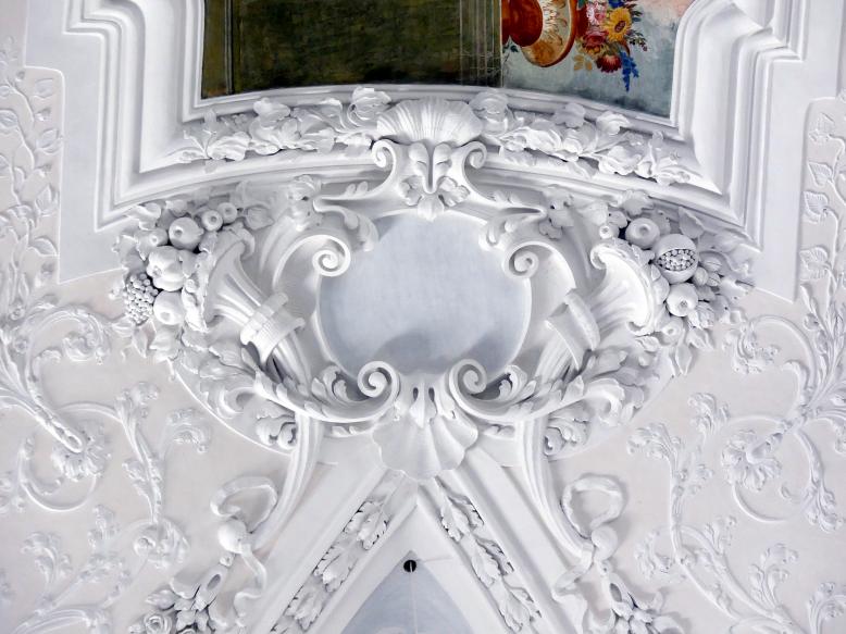 Johann Baptist Zimmermann (1701–1757), Stuck im Deckenbereich, Buxheim, ehemalige Reichskartause, jetzt Salesianerkloster, Klosterkirche Maria Saal, 1711–1712, Bild 3/8