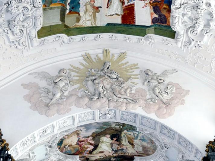 Johann Baptist Zimmermann (1701–1757), Stuck im Deckenbereich, Buxheim, ehemalige Reichskartause, jetzt Salesianerkloster, Klosterkirche Maria Saal, 1711–1712, Bild 5/8
