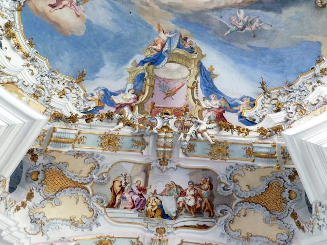 Johann Baptist Zimmermann (1701–1757), Fresken im Hauptraum, Wies, Wallfahrtskirche Zum Gegeißelten Heiland (zur Prämonstratenser-Abtei Steingaden gehörig), 1753–1754, Bild 6/40