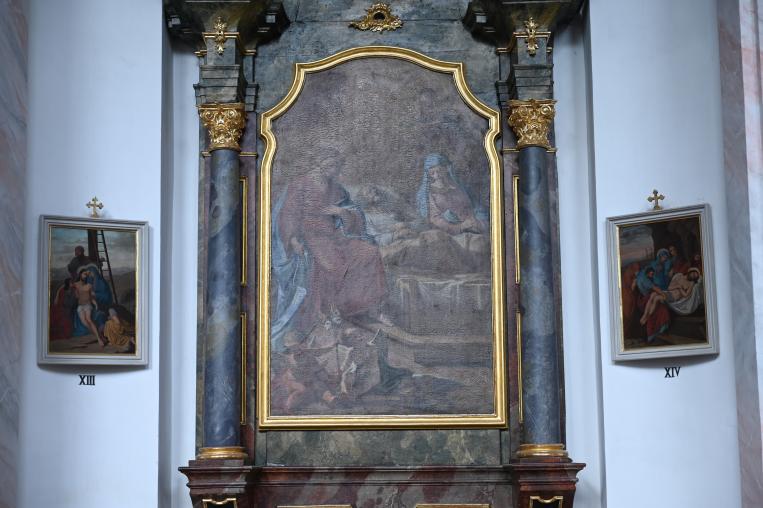 Matthäus Günther (1730–1787), Altarbild des nördlichen Seitenaltars Tod des Hl. Joseph, Seebach (Deggendorf), Pfarrkirche St. Stephan, 1768, Bild 2/2