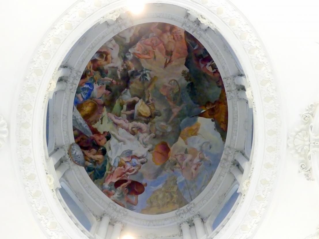 Cosmas Damian Asam (1713–1738), Laternenfresko Venus läßt bei Vulkan die Waffen des Aeneas schmieden, Schleißheim, Schlossanlage, Neues Schloß, 1720–1721