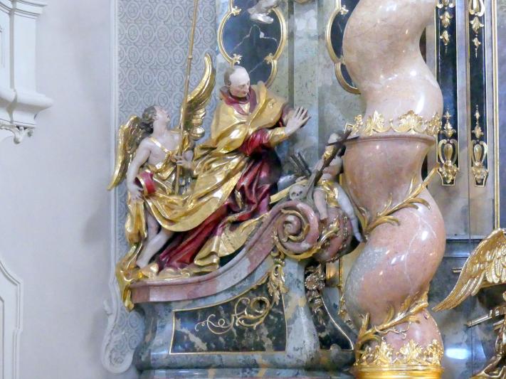 Egid Quirin Asam (1714–1748), Skulpturen am Hochaltar Hl. Karl Borromäus und Hl. Ignatius, Straubing, Ursulinenkloster, Klosterkirche St. Ursula, 1738–1739