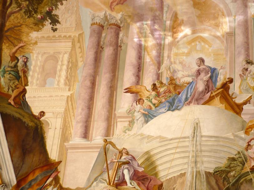 Cosmas Damian Asam (1713–1738), Deckenfresko Mysterium der Menschwerdung Christi, Ingolstadt, Asamkirche (Kongregationssaal Maria de Victoria, seit 1807 Kirche), 1734, Bild 14/22