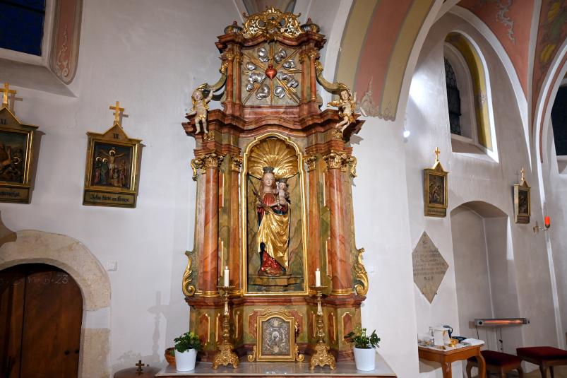 Simon Sorg (1740–1792), Seitenaltar Beatae Mariae Virginis, Regensburg-Harting, Pfarrkirche St. Koloman, ehem. St. Emmeram inkorporiert, 1748–1750