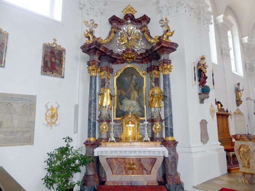 Simon Sorg (1740–1792), Franz-Xaver-Seitenaltar, ehem. Altar der Franz-Xaver-Kapelle, Kirchberg (Regenstauf), Pfarrkirche Mariä Himmelfahrt, 1751–1752, Bild 1/6