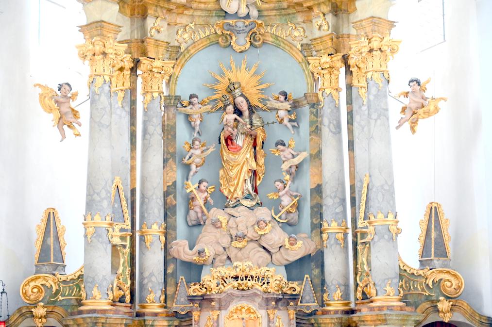 Simon Sorg (1740–1792), Hochaltar, Regensburg-Dechbetten, Pfarr- und Wallfahrtskirche Mariä Himmelfahrt, ehem. St. Emmeram inkorporiert, 1765–1767, Bild 3/4