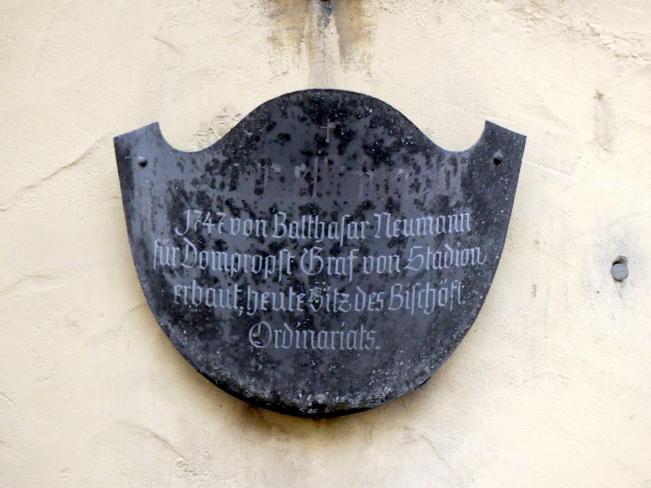 Balthasar Neumann (1715–1753), Bau des ehem. Domherrenhofs Marmelstein in Würzburg, Würzburg, ehem. Domherrenhof Marmelstein, heute Bischöfliches Ordinariat, 1747, Bild 1/5