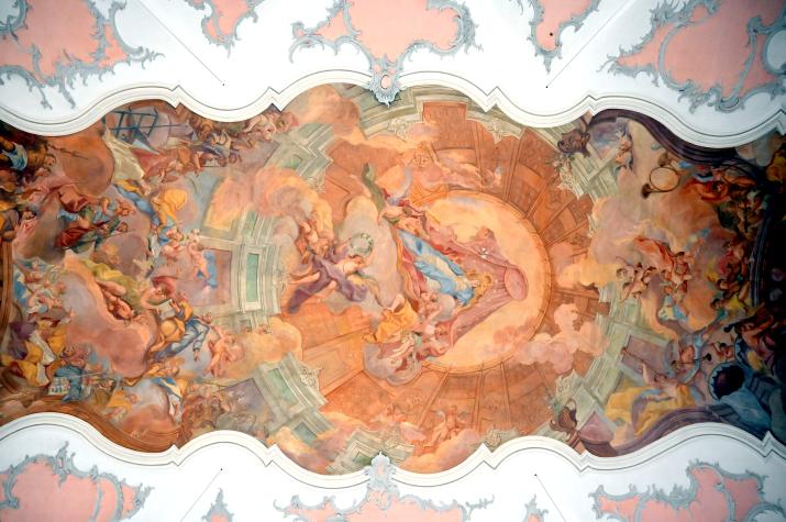 Otto Gebhard (1726–1772), Langhausfresko "Maria Immakulata als Königin des Himmels", Hohenschambach (Hemau), Pfarrkirche Mariä Heimsuchung, 1760, Bild 2/4