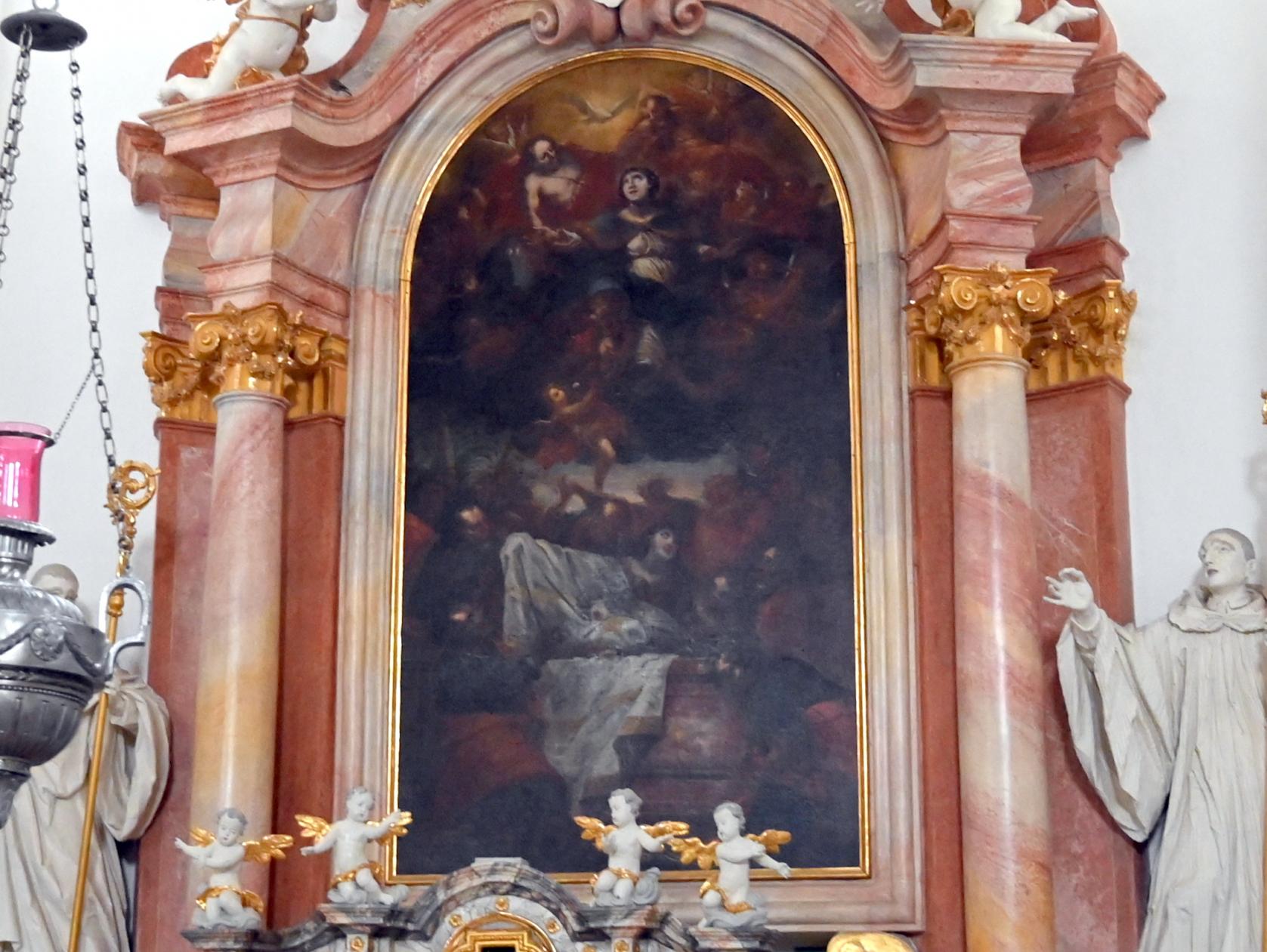 Johann Gebhard (1704–1751), Südliches Hauptaltargemälde "Die Himmelfahrt Mariens" (Zuschreibung), Waldsassen, Zisterzienserinnenabtei, Wallfahrtskirche der Heiligsten Dreifaltigkeit (Kappel), 1716