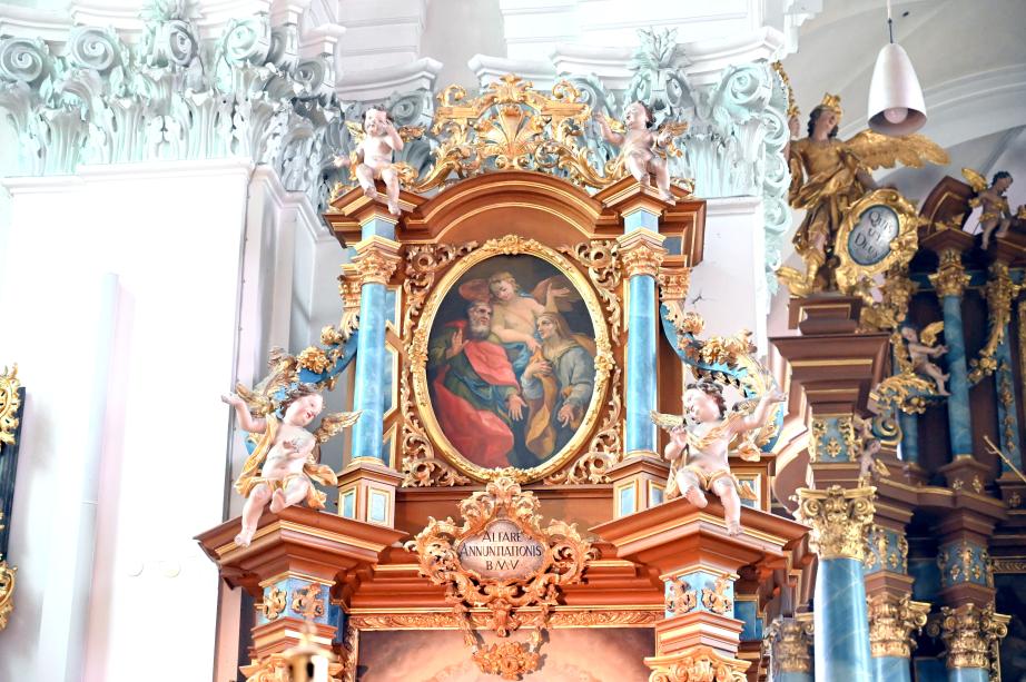Johann Gebhard (1704–1751), Auszugsgemälde des nördlichen Seitenaltars "Die Verkündigung der Geburt Mariens", Eichlberg (Hemau), Pfarr- und Wallfahrtskirche zur Hl. Dreifaltigkeit, 1728