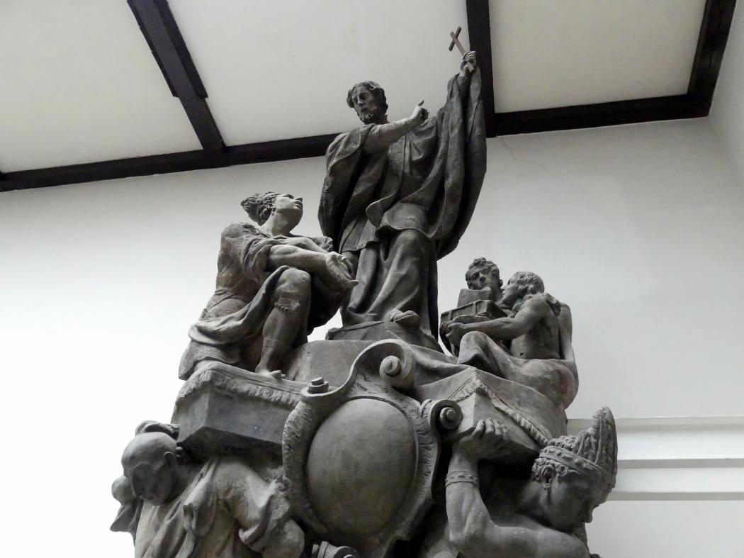 Ferdinand Maximilian Brokoff (1707–1730), Figurengruppe mit dem Hl. Franz Xaver, Prag, Karlsbrücke, jetzt Prag-Holešovice, Lapidarium, Saal 4, 1711, Bild 4/8