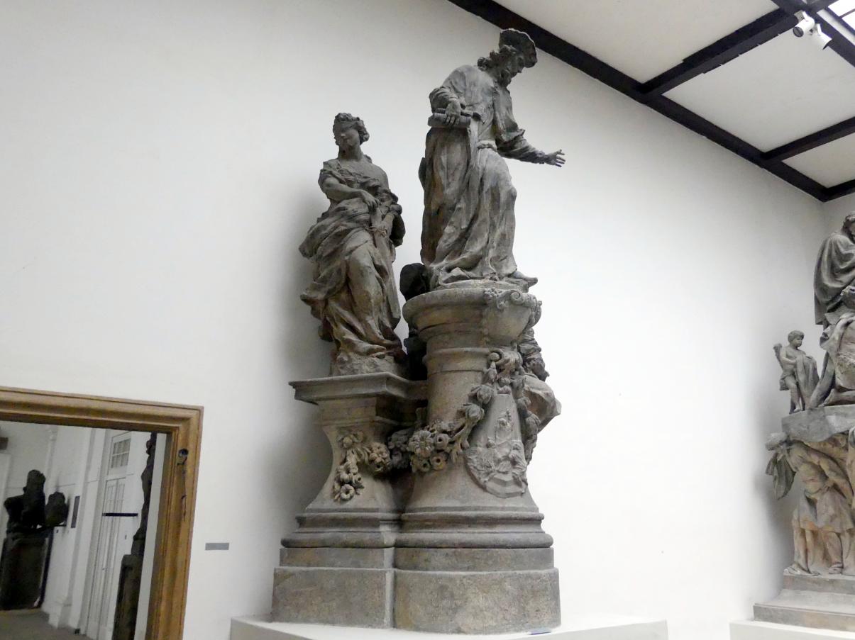 Matthias Bernhard Braun (1710–1725), Figurengruppe mit dem Hl. Ivo Hélory von Kermartin, Prag, Karlsbrücke, jetzt Prag-Holešovice, Lapidarium, Saal 4, 1711, Bild 2/7