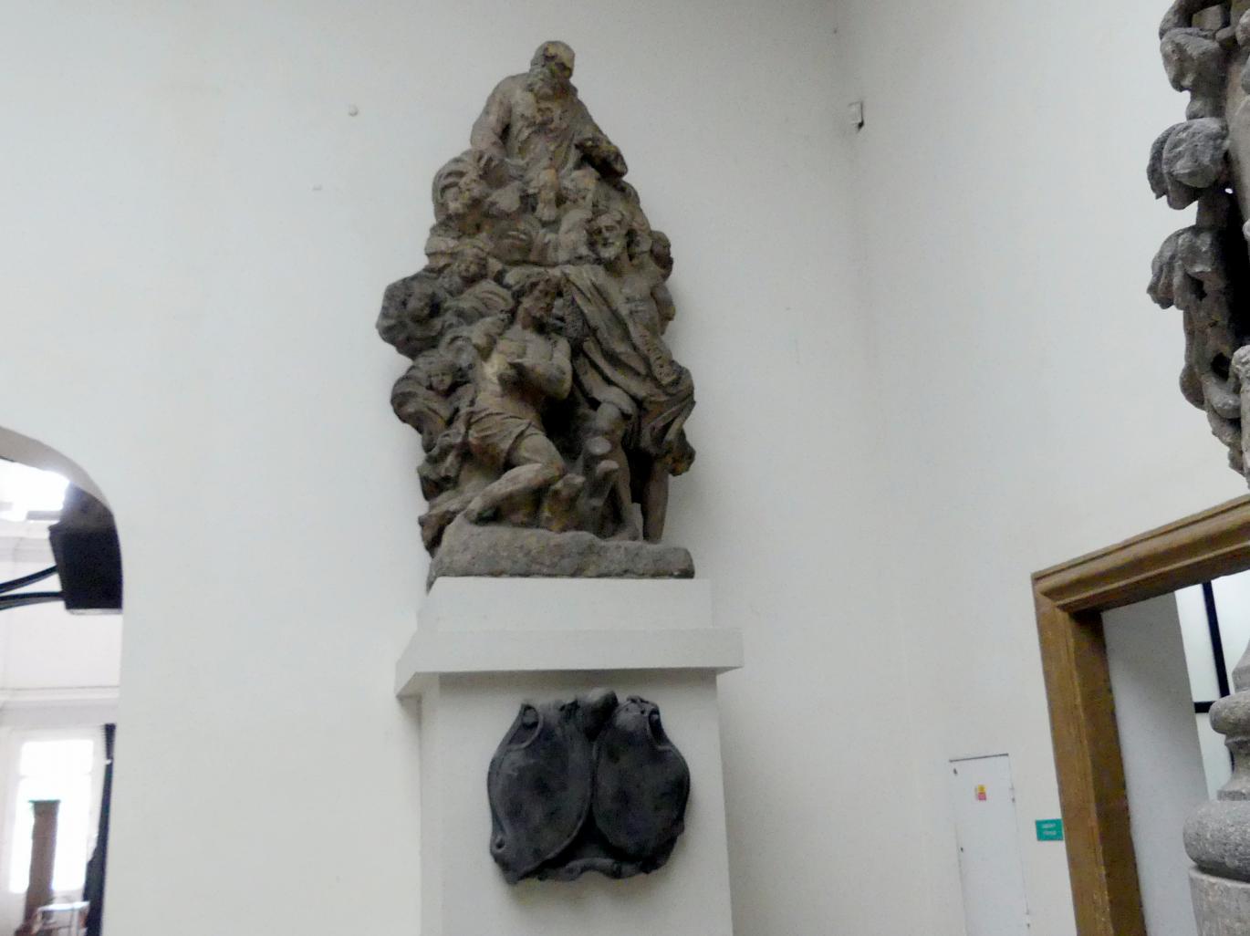 Johann Brokoff (1682–1715), Statuengruppe der Taufe Christi, Prag, Karlsbrücke, jetzt Prag-Holešovice, Lapidarium, Saal 4, 1706, Bild 1/5