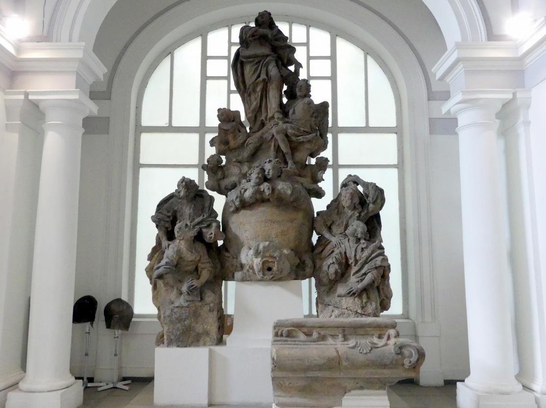 Johann Michael Brüderle (1739–1740), Brunnen Mariä Himmelfahrt, Prag-Hradschin, Prager Loreto, ehem. Kapuzinerkloster, jetzt Prag-Holešovice, Lapidarium, Saal 4, 1739, Bild 1/4