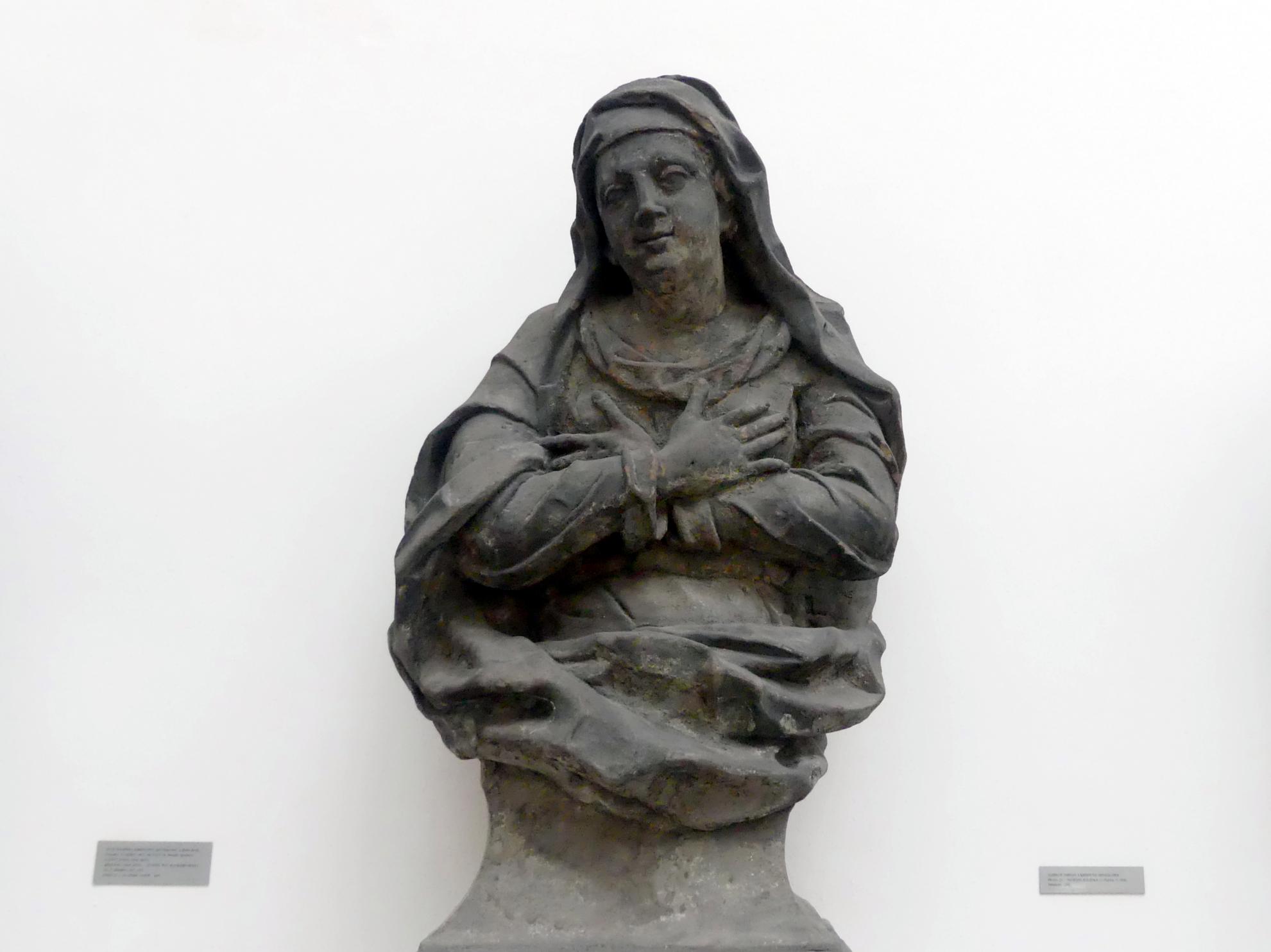 Jungfrau Maria, Prag-Altstadt, ehem. Spital St. Pauli Bekehrung (abgerissen 1911), Templova 648, jetzt Prag-Holešovice, Lapidarium, Saal 6, 1. Viertel 18. Jhd.