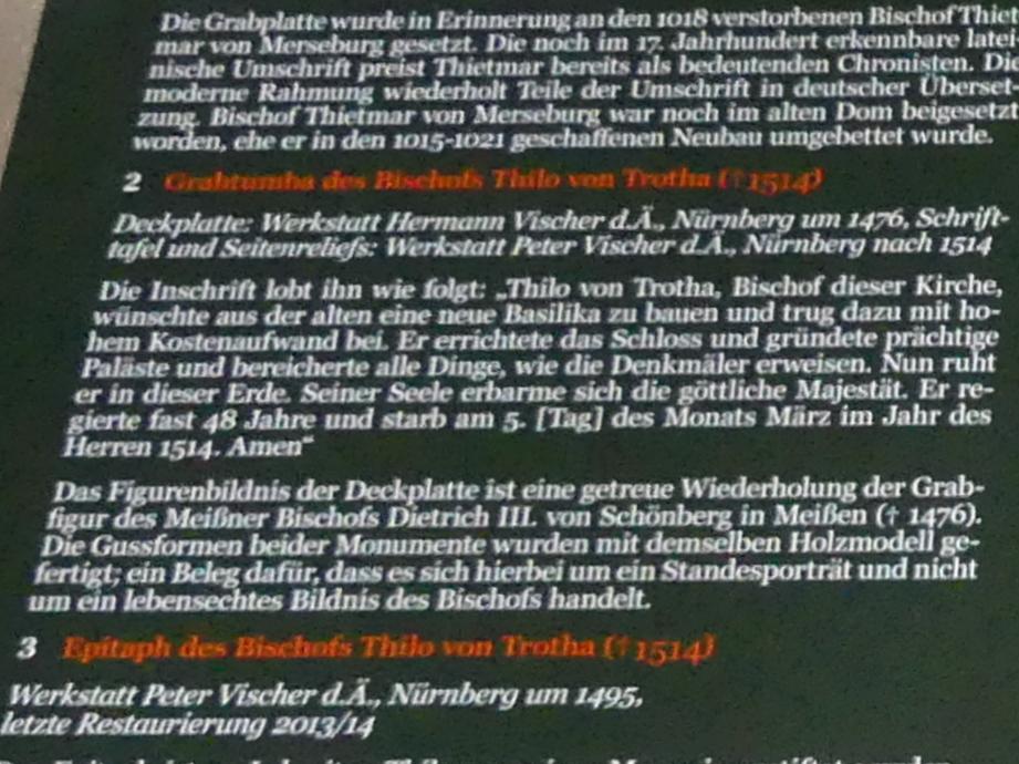 Hermann Vischer der Ältere (1457–1486), Grabmal des Mersburger Bischofs Thilo von Trotha (um 1443-1514), Merseburg, Merseburger Dom St. Johannes und St. Laurentius, nach 1476, Bild 3/3