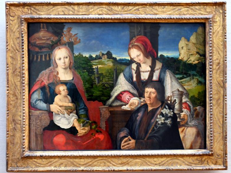 Lucas van Leyden (1509–1522), Maria mit dem Kind, der hl. Maria Magdalena und einem Stifter, München, Alte Pinakothek, Obergeschoss Saal IIa, 1522
