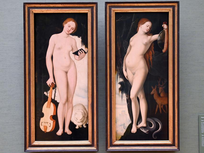 Hans Baldung Grien (1500–1544), Zwei allegorische Gestalten, München, Alte Pinakothek, Obergeschoss Saal II, um 1529, Bild 1/2