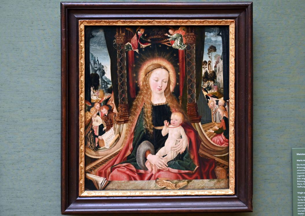 Meister des Aachener Altars (1492–1515), Maria mit Kind und musizierenden Engeln, München, Alte Pinakothek, Obergeschoss Saal III, um 1515, Bild 1/2