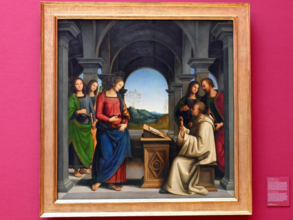Pietro Perugino (Pietro di Cristoforo Vannucci) (1474–1517), Die Vision des hl. Bernhard, München, Alte Pinakothek, Obergeschoss Saal IV, 1489–1490